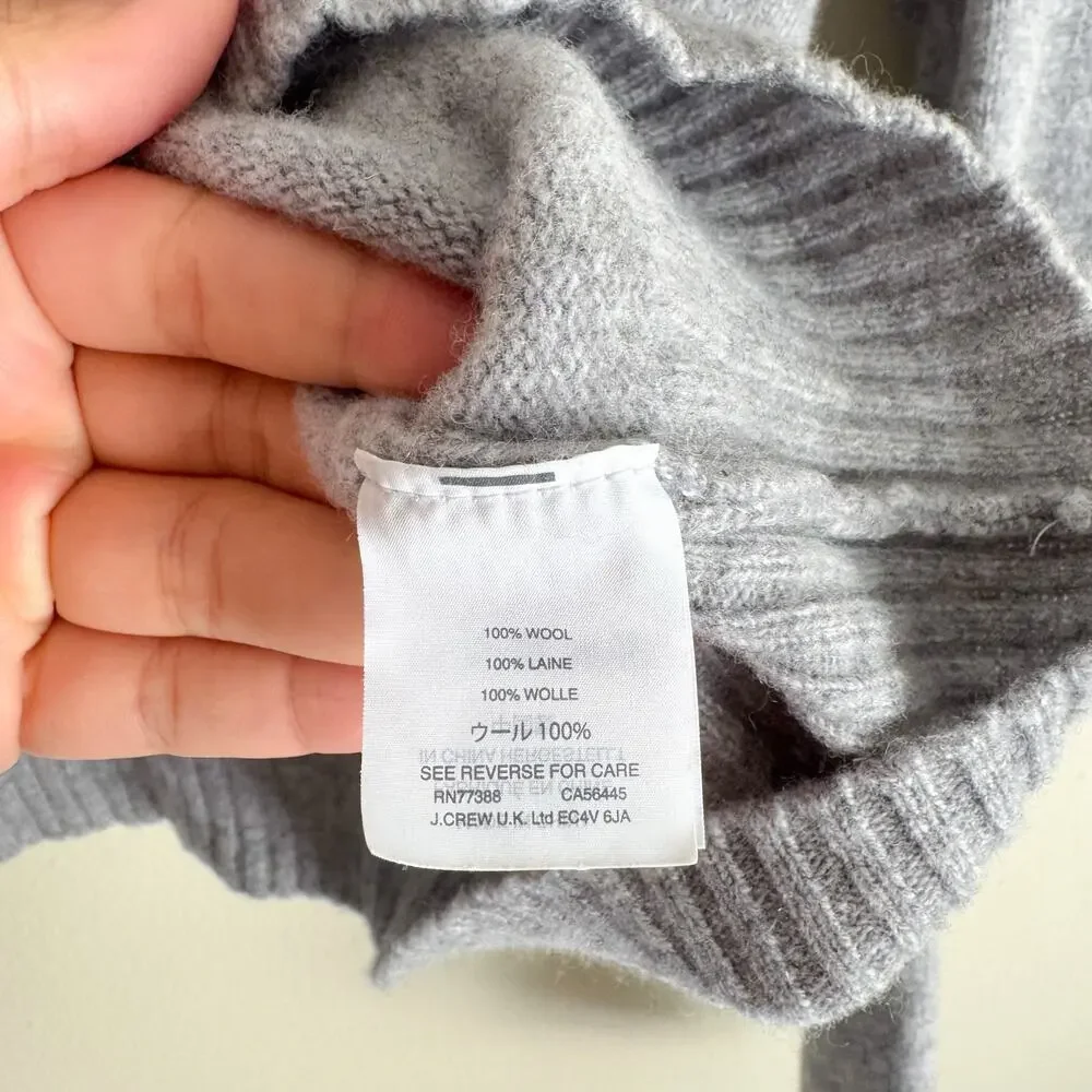 J. Crew Grey Wooly Holly Crewneck Sweater Large
